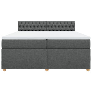 Κρεβάτι Boxspring με Στρώμα Σκούρο Γκρι 200x200 εκ. Υφασμάτινο - Pakobazaar