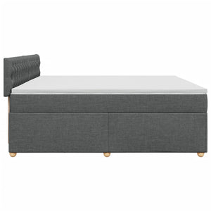 Κρεβάτι Boxspring με Στρώμα Σκούρο Γκρι 200x200 εκ. Υφασμάτινο - Pakobazaar