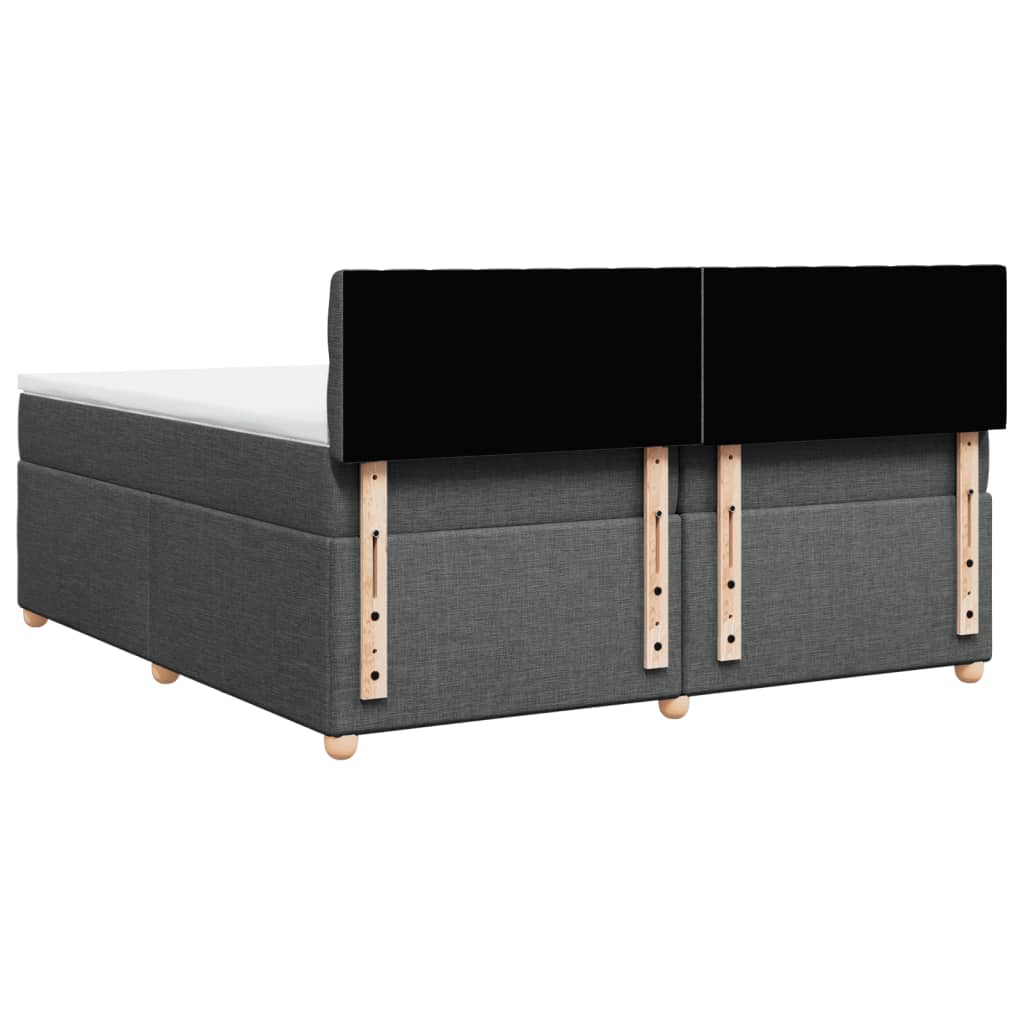 Κρεβάτι Boxspring με Στρώμα Σκούρο Γκρι 200x200 εκ. Υφασμάτινο - Pakobazaar