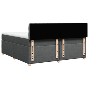 Κρεβάτι Boxspring με Στρώμα Σκούρο Γκρι 200x200 εκ. Υφασμάτινο - Pakobazaar