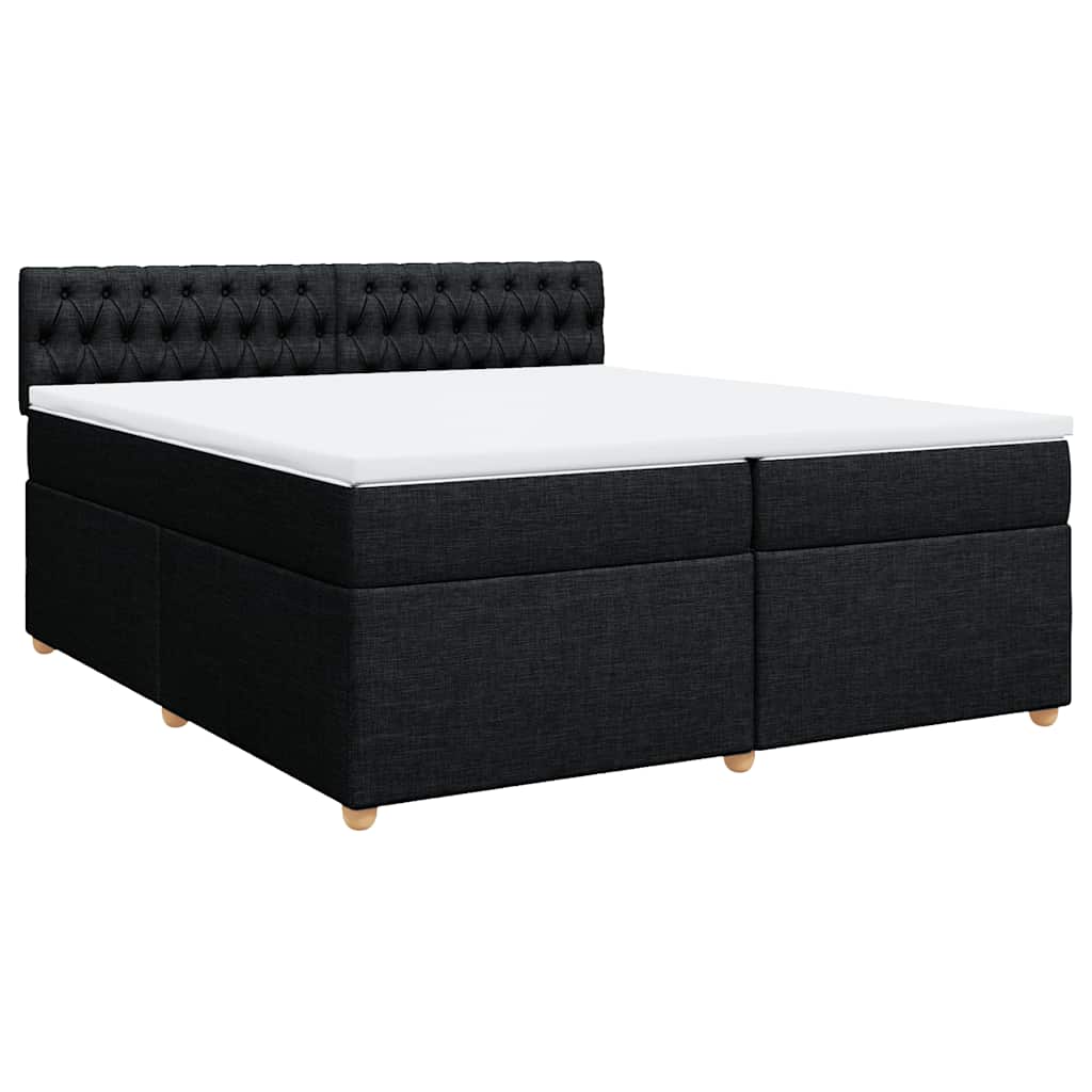 Κρεβάτι Boxspring με Στρώμα Μαύρο 200x200 εκ. Υφασμάτινο - Pakobazaar