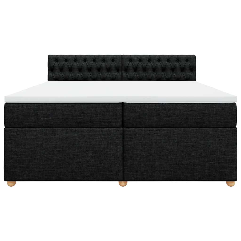 Κρεβάτι Boxspring με Στρώμα Μαύρο 200x200 εκ. Υφασμάτινο - Pakobazaar
