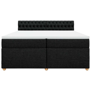 Κρεβάτι Boxspring με Στρώμα Μαύρο 200x200 εκ. Υφασμάτινο - Pakobazaar