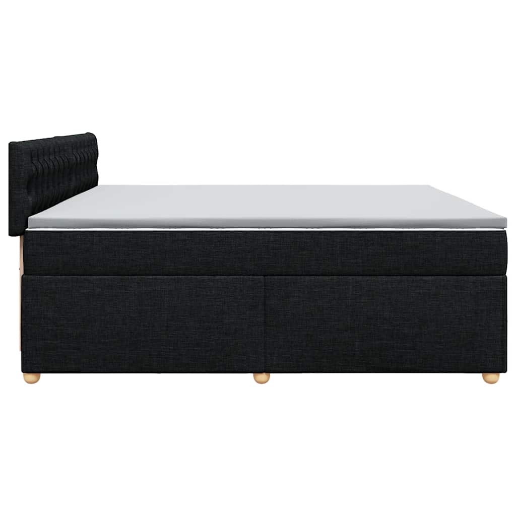 Κρεβάτι Boxspring με Στρώμα Μαύρο 200x200 εκ. Υφασμάτινο - Pakobazaar