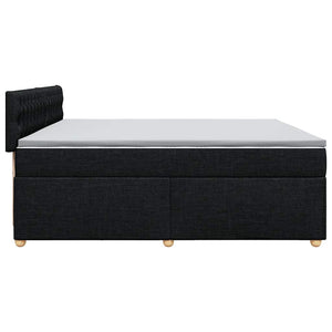 Κρεβάτι Boxspring με Στρώμα Μαύρο 200x200 εκ. Υφασμάτινο - Pakobazaar