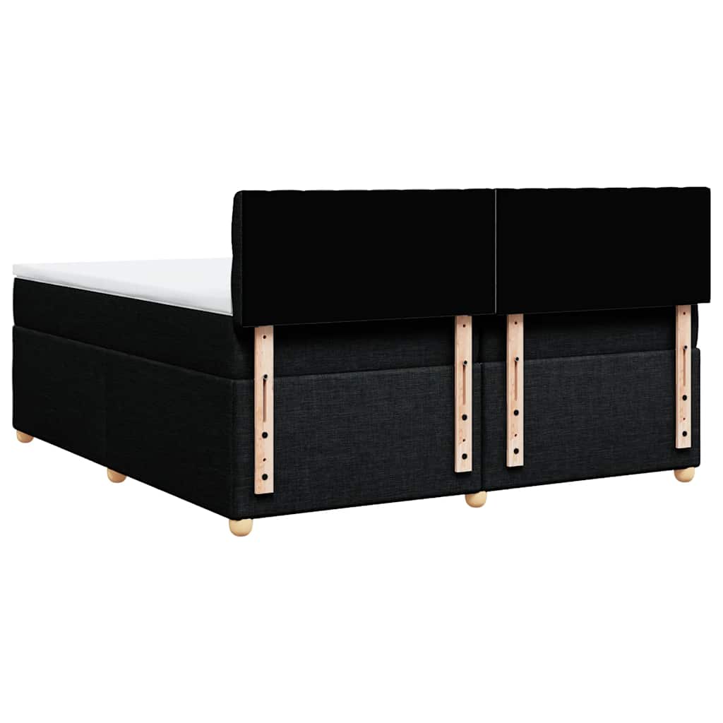 Κρεβάτι Boxspring με Στρώμα Μαύρο 200x200 εκ. Υφασμάτινο - Pakobazaar
