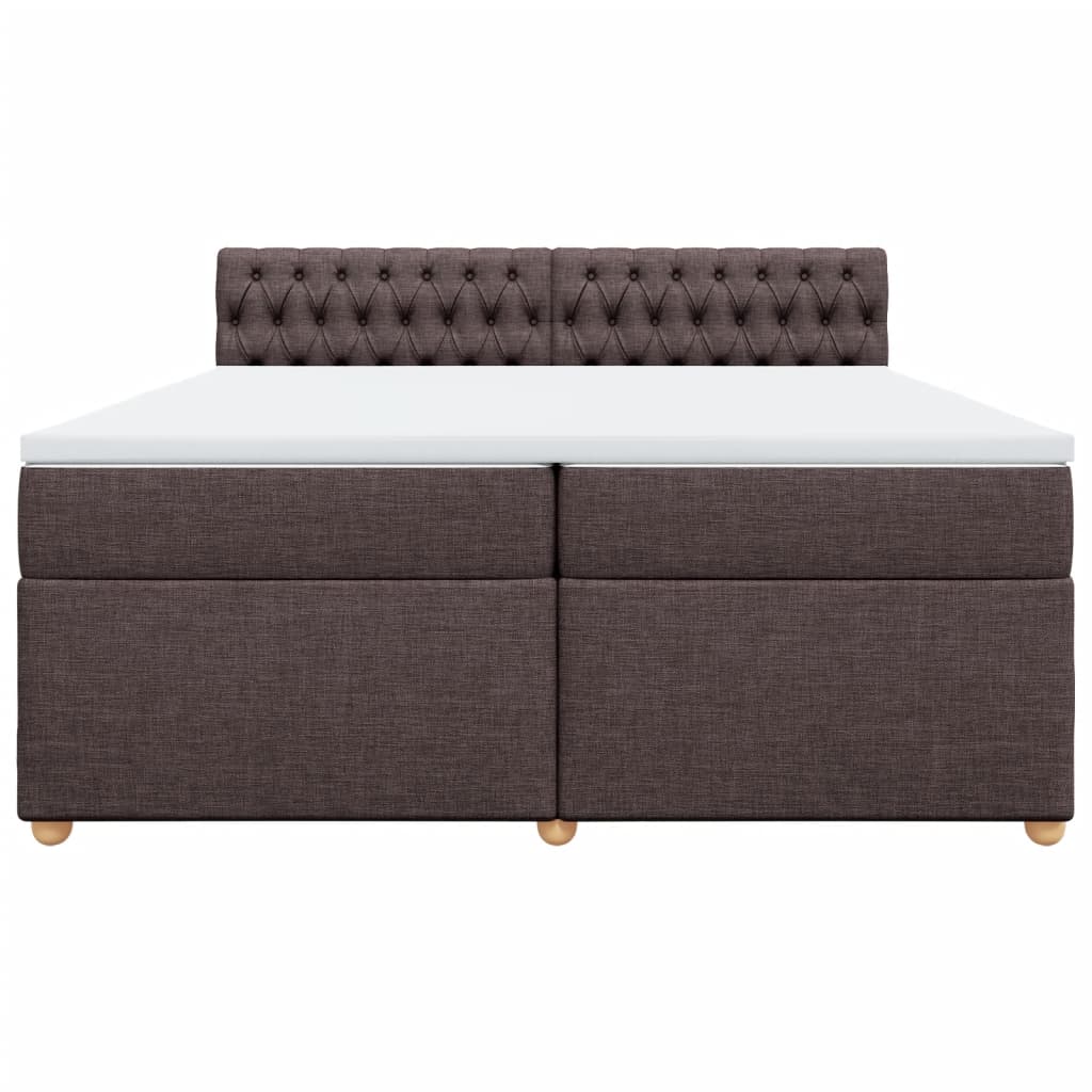 Κρεβάτι Boxspring με Στρώμα Σκούρο Καφέ 200x200 εκ. Υφασμάτινο - Pakobazaar