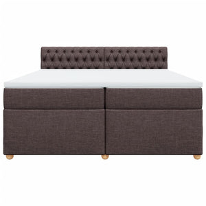 Κρεβάτι Boxspring με Στρώμα Σκούρο Καφέ 200x200 εκ. Υφασμάτινο - Pakobazaar