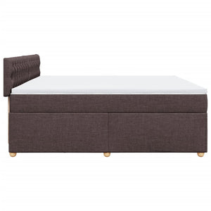 Κρεβάτι Boxspring με Στρώμα Σκούρο Καφέ 200x200 εκ. Υφασμάτινο - Pakobazaar