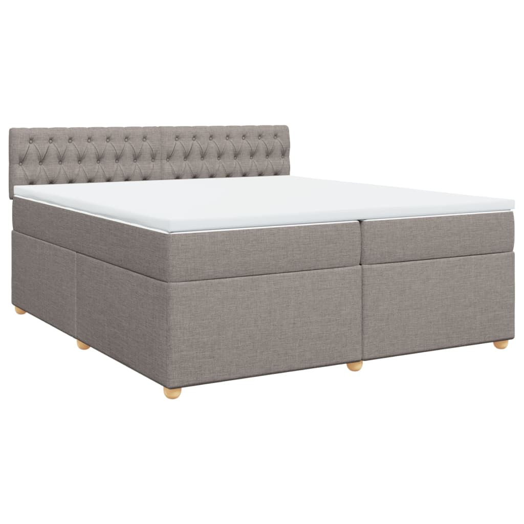 Κρεβάτι Boxspring με Στρώμα Taupe 200x200 εκ. Υφασμάτινο - Pakobazaar