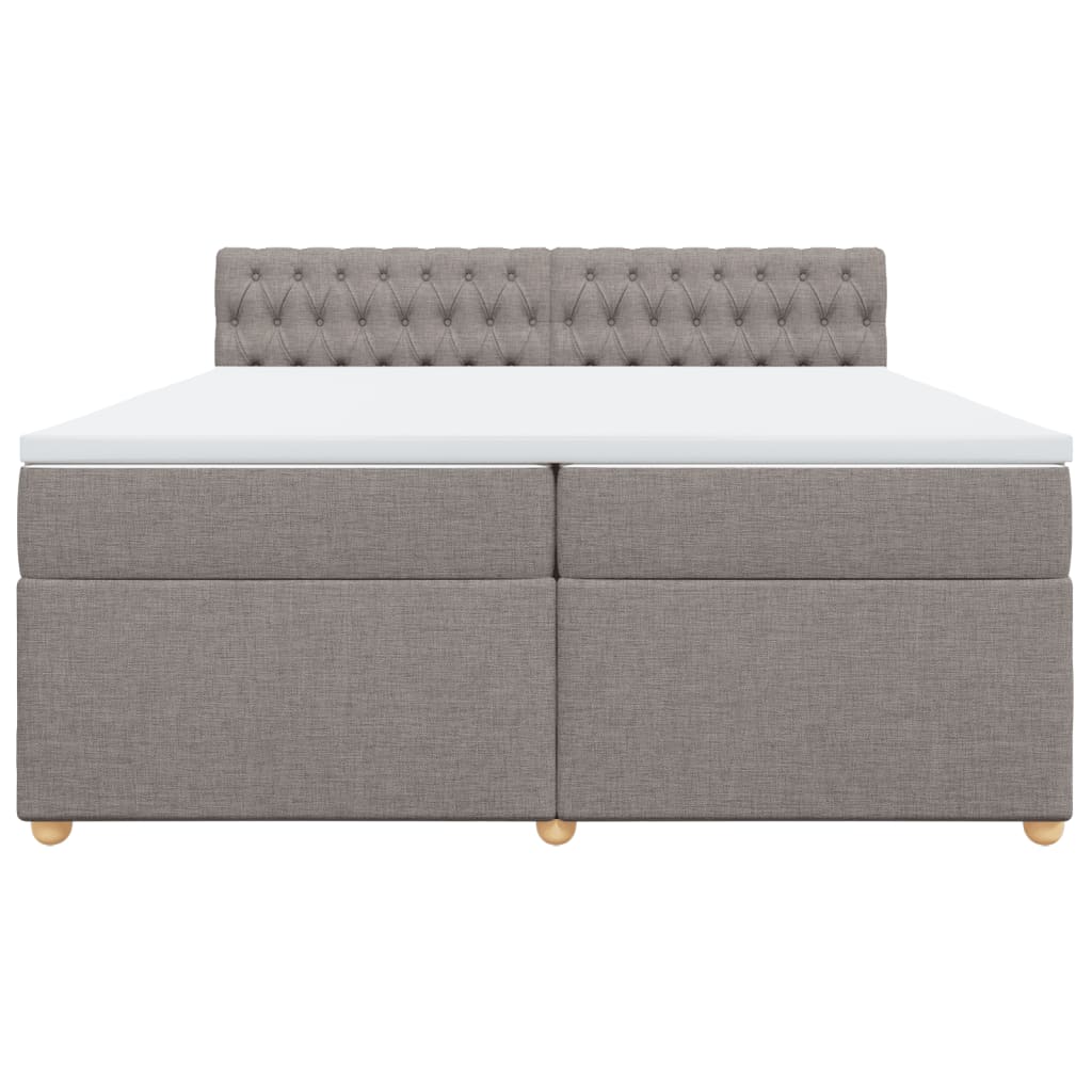 Κρεβάτι Boxspring με Στρώμα Taupe 200x200 εκ. Υφασμάτινο - Pakobazaar