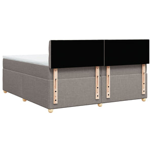 Κρεβάτι Boxspring με Στρώμα Taupe 200x200 εκ. Υφασμάτινο - Pakobazaar