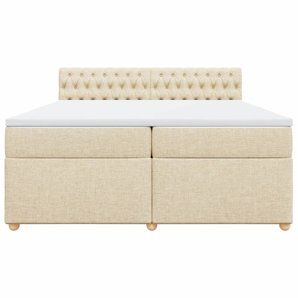 Κρεβάτι Boxspring με Στρώμα Κρεμ 200x200 εκ. Υφασμάτινο