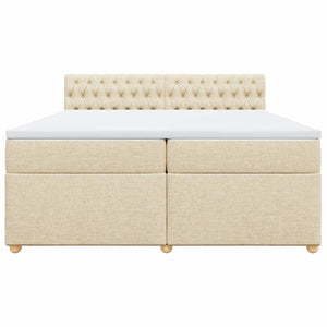 Κρεβάτι Boxspring με Στρώμα Κρεμ 200x200 εκ. Υφασμάτινο