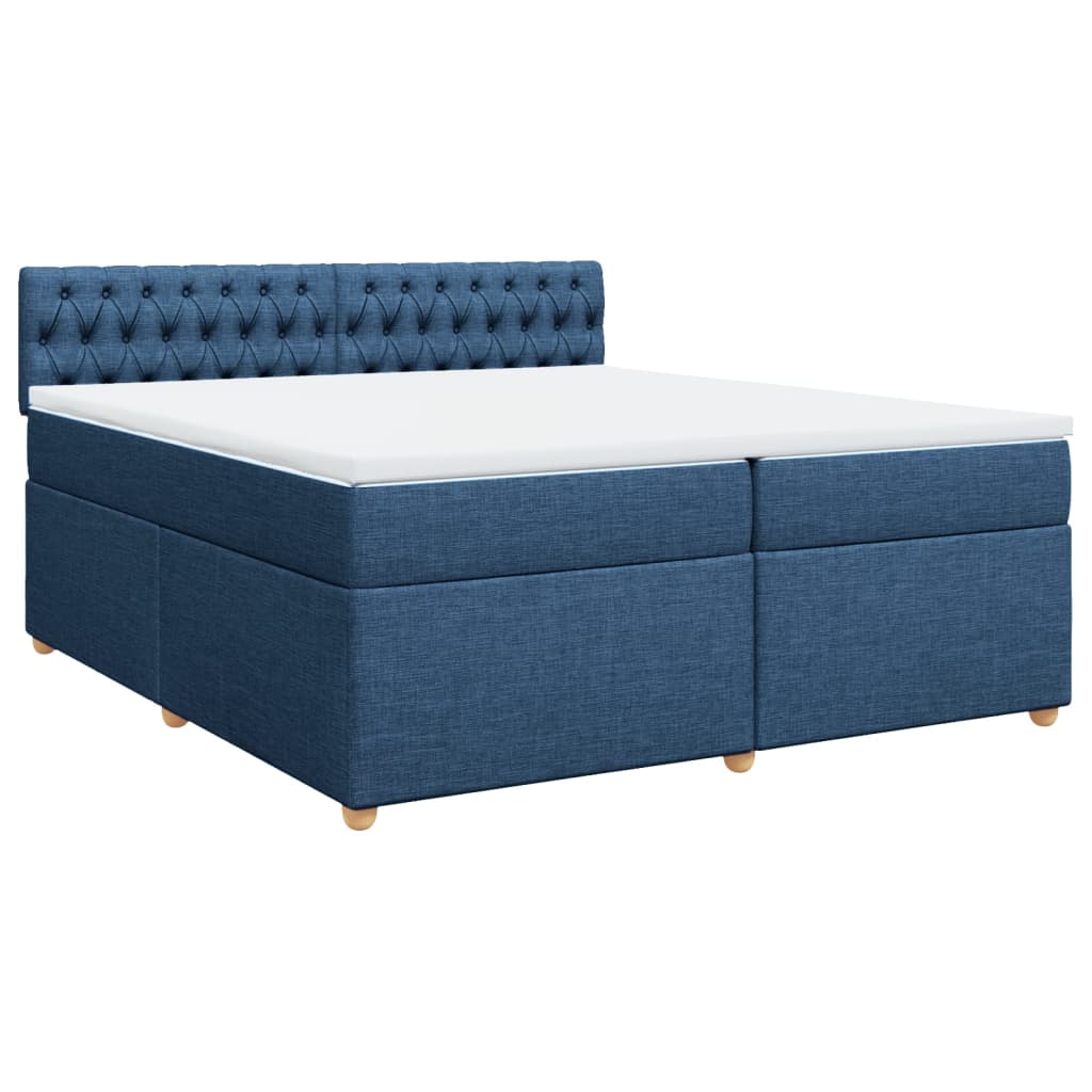 Κρεβάτι Boxspring με Στρώμα Μπλε 200x200 εκ. Υφασμάτινο - Pakobazaar