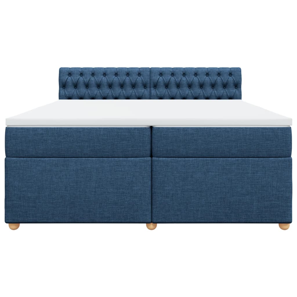 Κρεβάτι Boxspring με Στρώμα Μπλε 200x200 εκ. Υφασμάτινο - Pakobazaar