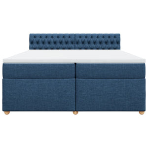 Κρεβάτι Boxspring με Στρώμα Μπλε 200x200 εκ. Υφασμάτινο - Pakobazaar