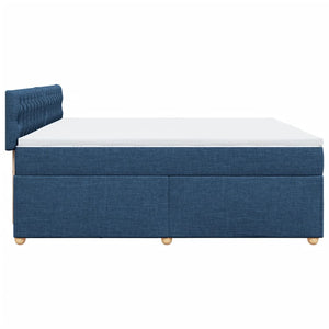 Κρεβάτι Boxspring με Στρώμα Μπλε 200x200 εκ. Υφασμάτινο - Pakobazaar