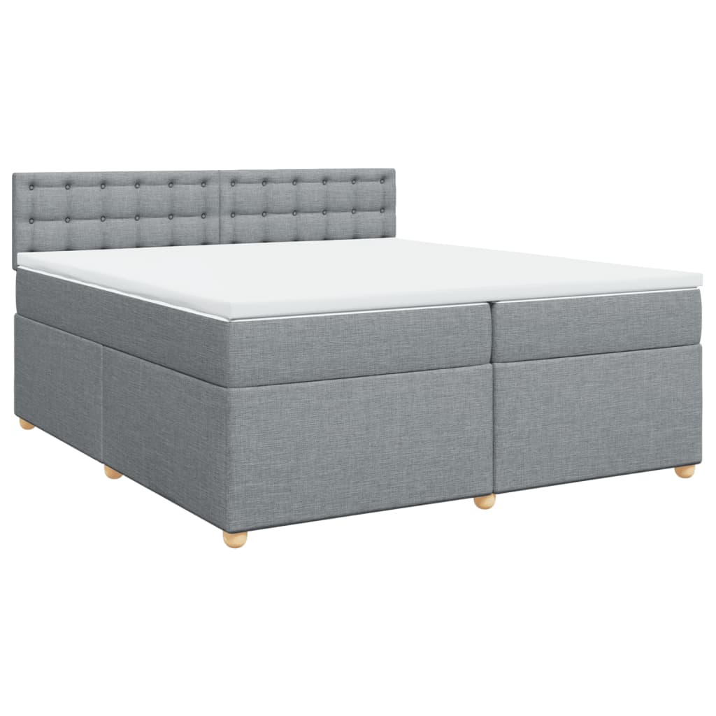Κρεβάτι Boxspring με Στρώμα Ανοιχτό Γκρι 200x200 εκ. Υφασμάτινο - Pakobazaar