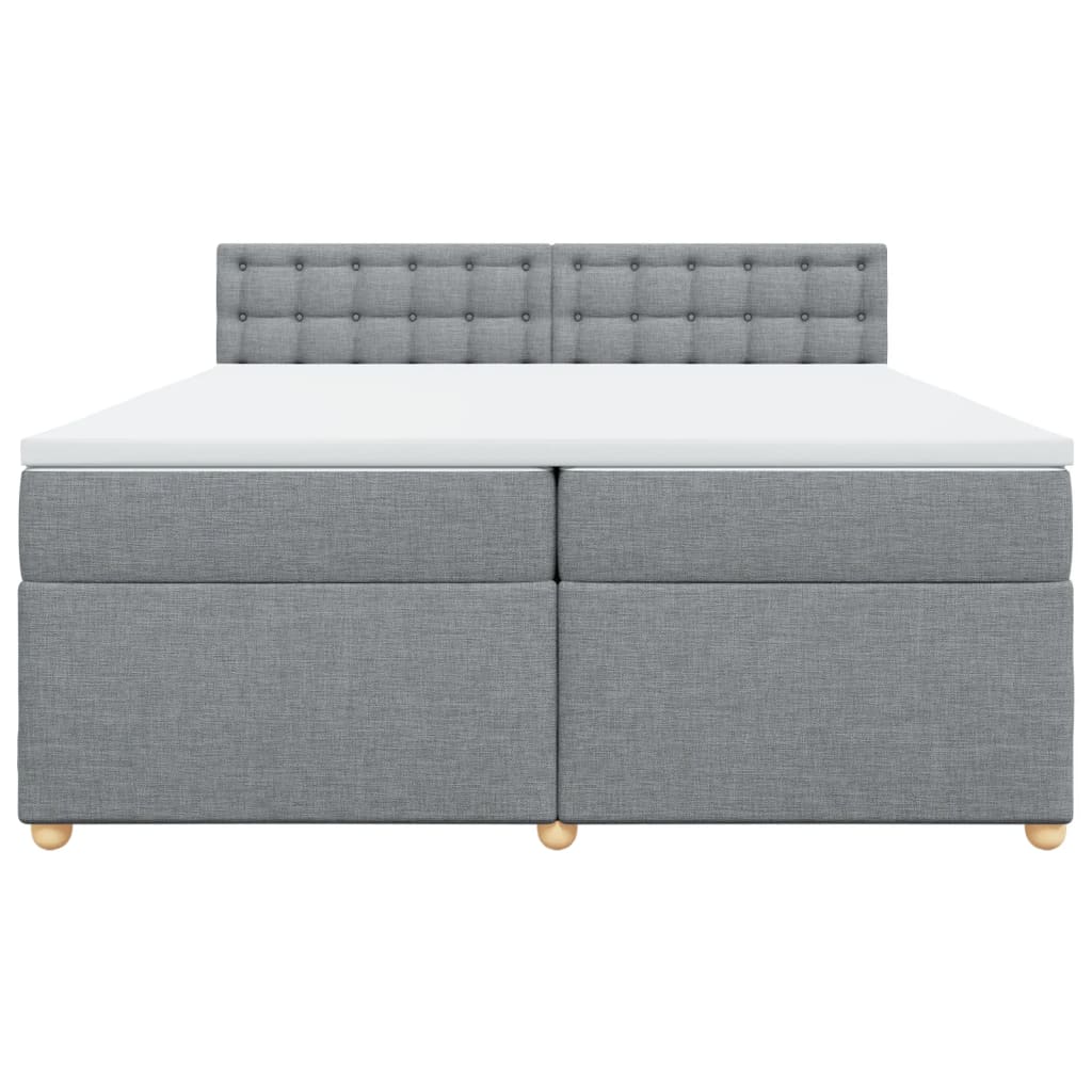 Κρεβάτι Boxspring με Στρώμα Ανοιχτό Γκρι 200x200 εκ. Υφασμάτινο - Pakobazaar