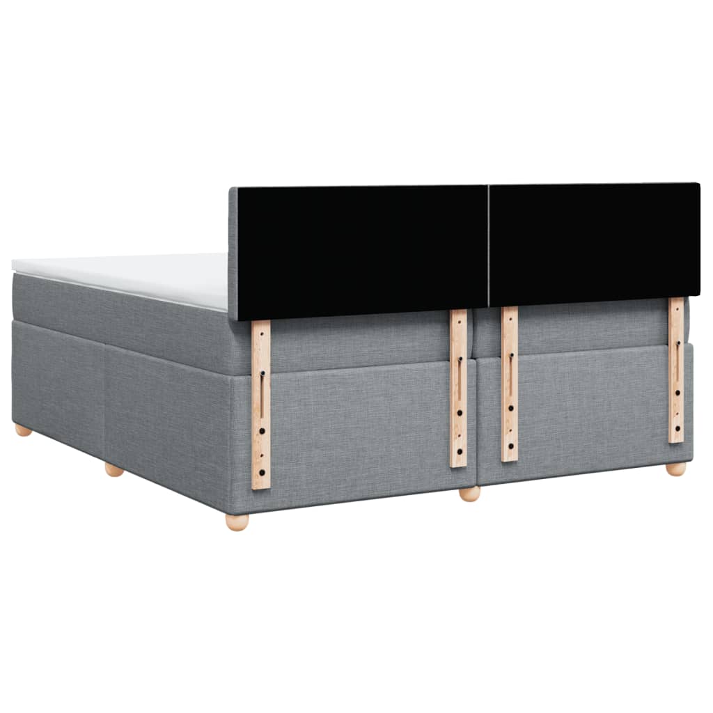Κρεβάτι Boxspring με Στρώμα Ανοιχτό Γκρι 200x200 εκ. Υφασμάτινο - Pakobazaar