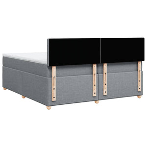 Κρεβάτι Boxspring με Στρώμα Ανοιχτό Γκρι 200x200 εκ. Υφασμάτινο - Pakobazaar