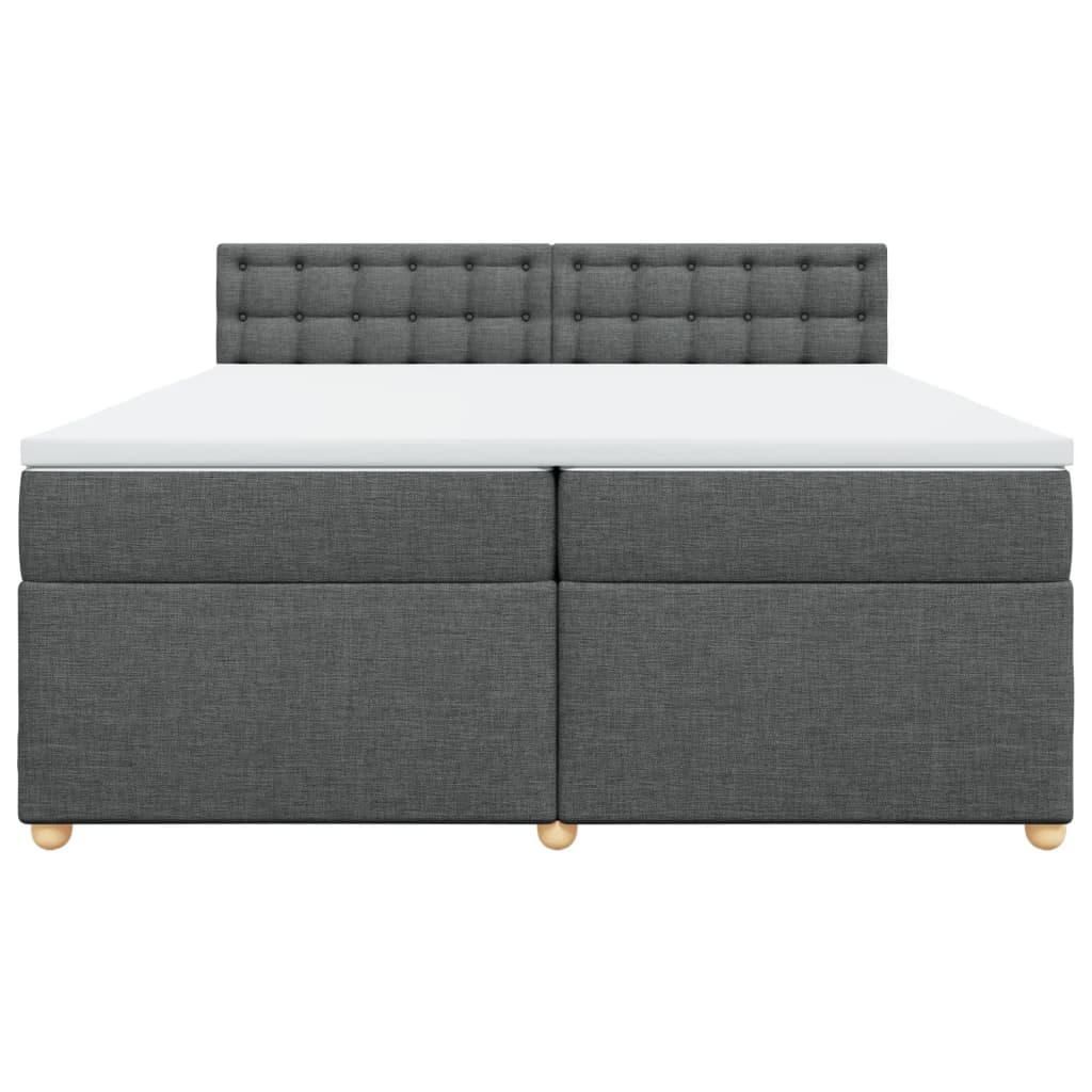 Κρεβάτι Boxspring με Στρώμα Σκούρο Γκρι 200x200 εκ. Υφασμάτινο