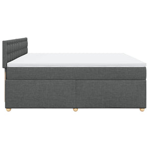 Κρεβάτι Boxspring με Στρώμα Σκούρο Γκρι 200x200 εκ. Υφασμάτινο