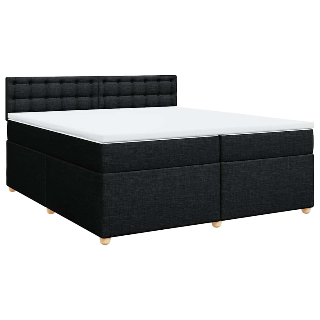 Κρεβάτι Boxspring με Στρώμα Μαύρο 200x200 εκ. Υφασμάτινο - Pakobazaar