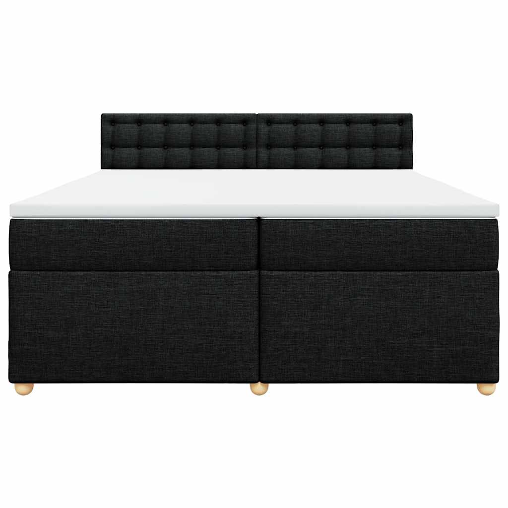 Κρεβάτι Boxspring με Στρώμα Μαύρο 200x200 εκ. Υφασμάτινο - Pakobazaar