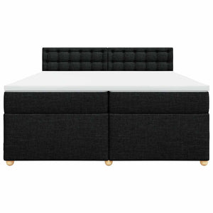 Κρεβάτι Boxspring με Στρώμα Μαύρο 200x200 εκ. Υφασμάτινο - Pakobazaar