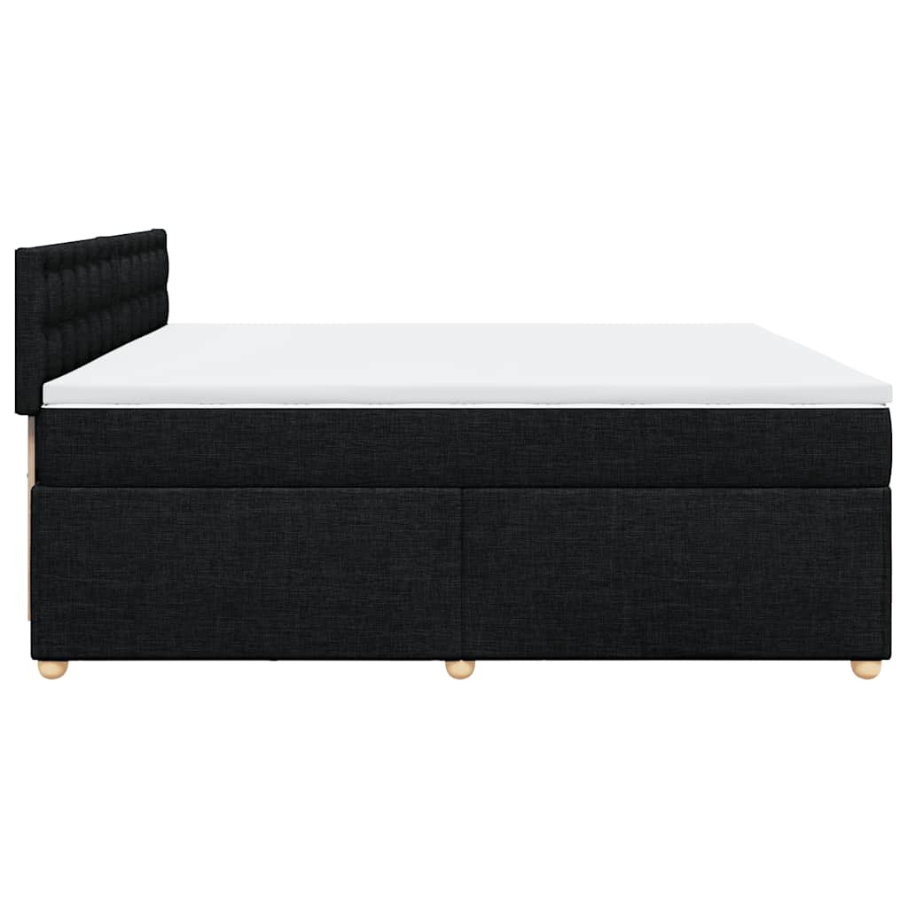 Κρεβάτι Boxspring με Στρώμα Μαύρο 200x200 εκ. Υφασμάτινο - Pakobazaar
