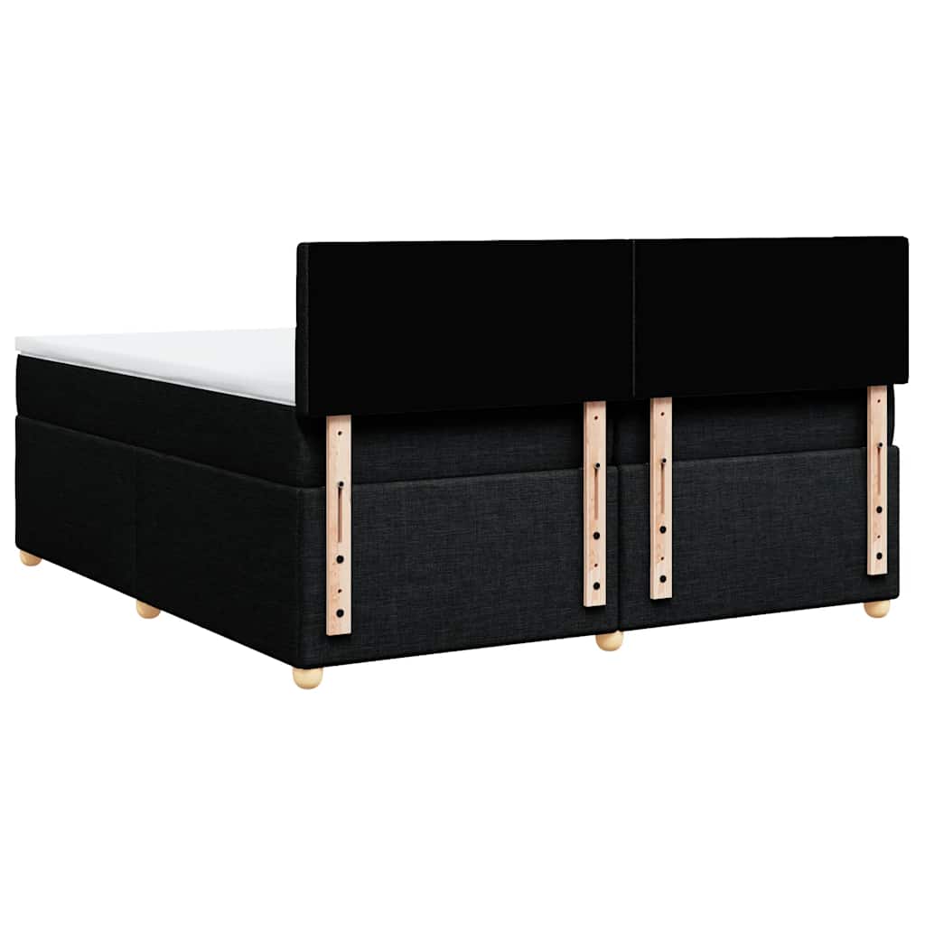 Κρεβάτι Boxspring με Στρώμα Μαύρο 200x200 εκ. Υφασμάτινο - Pakobazaar