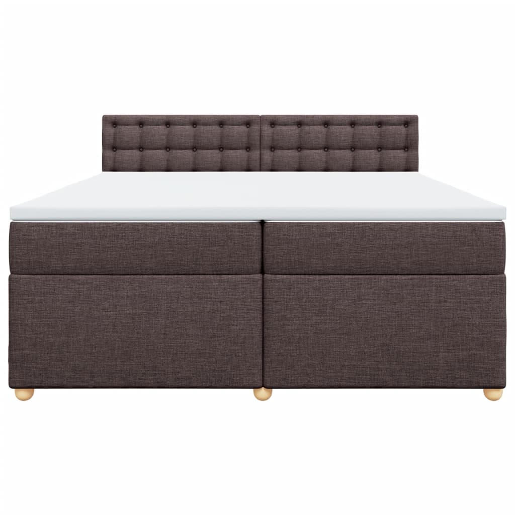 Κρεβάτι Boxspring με Στρώμα Σκούρο Καφέ 200x200 εκ. Υφασμάτινο - Pakobazaar
