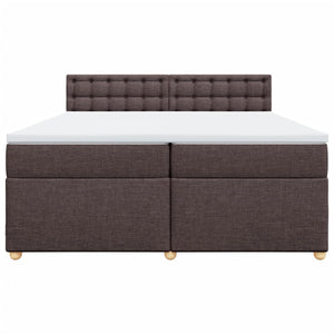 Κρεβάτι Boxspring με Στρώμα Σκούρο Καφέ 200x200 εκ. Υφασμάτινο - Pakobazaar