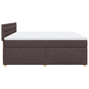 Κρεβάτι Boxspring με Στρώμα Σκούρο Καφέ 200x200 εκ. Υφασμάτινο - Pakobazaar