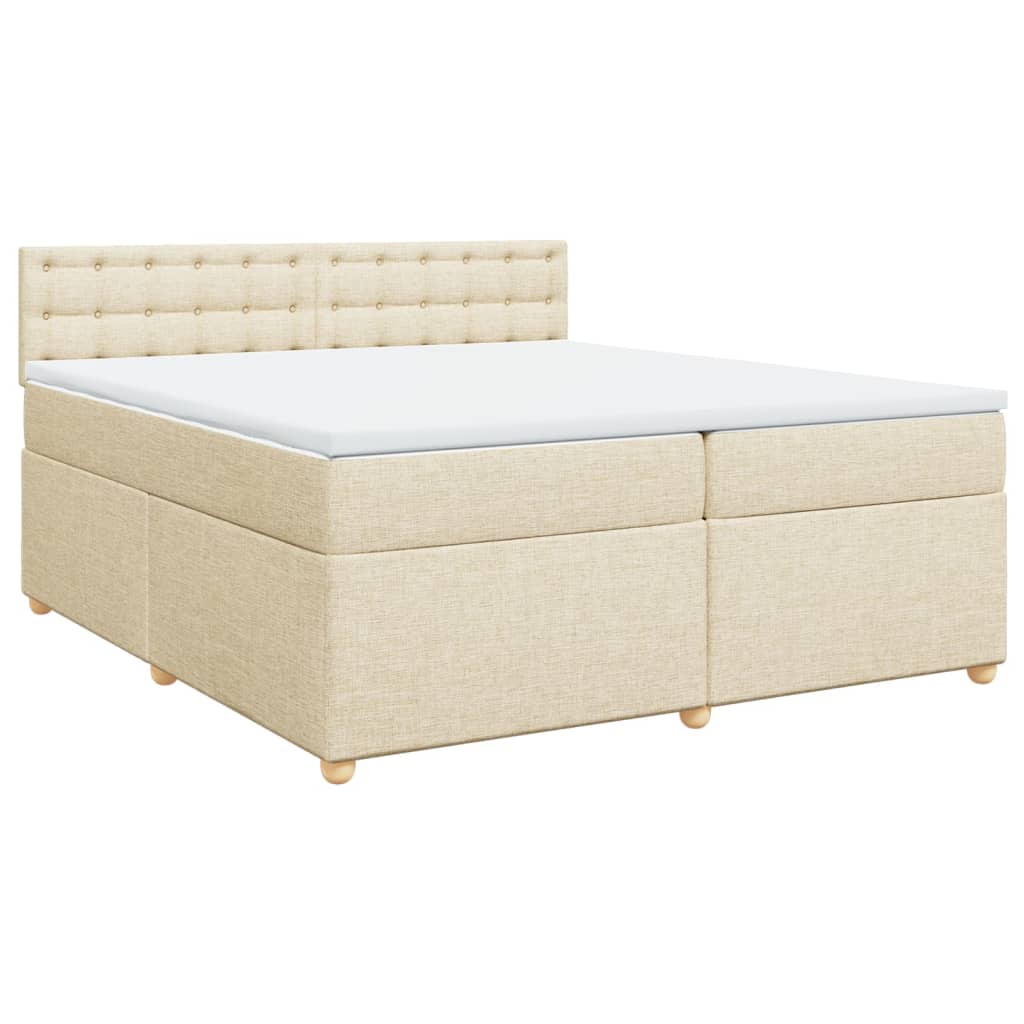 Κρεβάτι Boxspring με Στρώμα Κρεμ 200x200 εκ. Υφασμάτινο - Pakobazaar