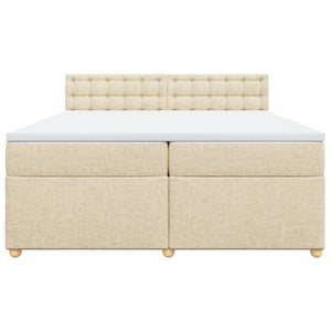 Κρεβάτι Boxspring με Στρώμα Κρεμ 200x200 εκ. Υφασμάτινο - Pakobazaar