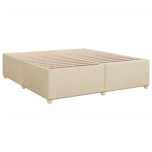 Κρεβάτι Boxspring με Στρώμα Κρεμ 200x200 εκ. Υφασμάτινο - Pakobazaar