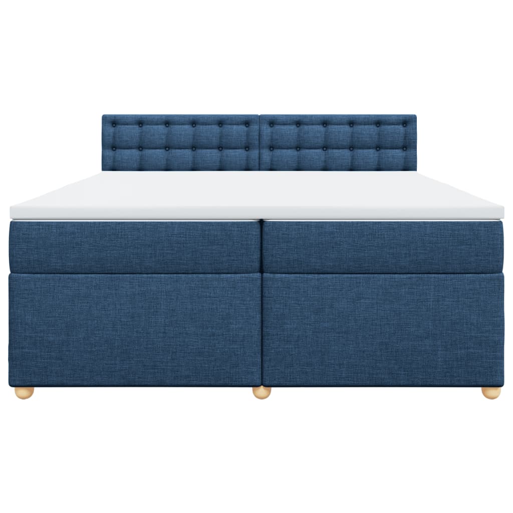 Κρεβάτι Boxspring με Στρώμα Μπλε 200x200 εκ. Υφασμάτινο - Pakobazaar