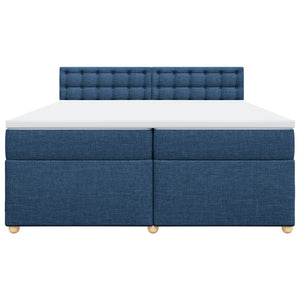 Κρεβάτι Boxspring με Στρώμα Μπλε 200x200 εκ. Υφασμάτινο - Pakobazaar