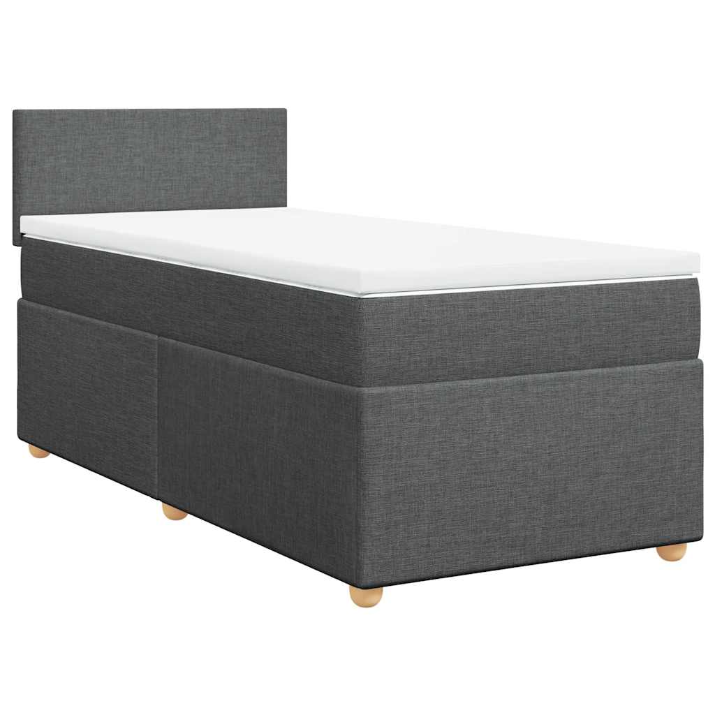 Κρεβάτι Boxspring με Στρώμα Σκούρο Γκρι Single Υφασμάτινα - Pakobazaar