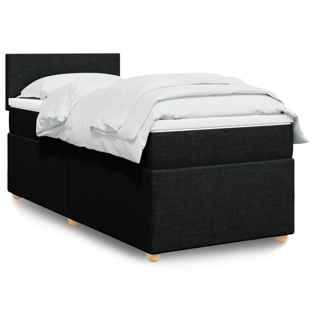 Κρεβάτι Boxspring με Στρώμα Μαύρο Single Υφασμάτινα - Pakobazaar