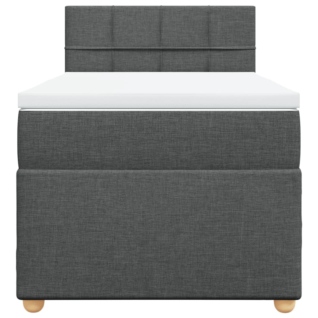 Κρεβάτι Boxspring με Στρώμα Σκούρο Γκρι Single Υφασμάτινα - Pakobazaar