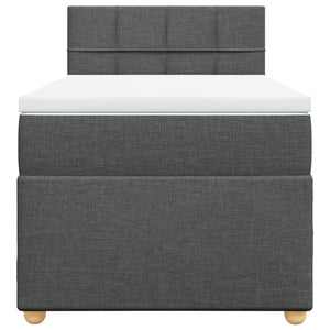 Κρεβάτι Boxspring με Στρώμα Σκούρο Γκρι Single Υφασμάτινα - Pakobazaar