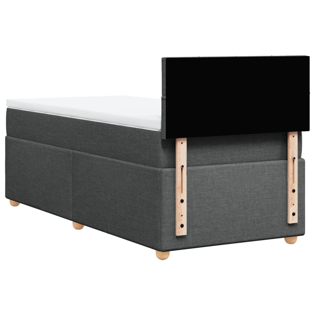 Κρεβάτι Boxspring με Στρώμα Σκούρο Γκρι Single Υφασμάτινα - Pakobazaar