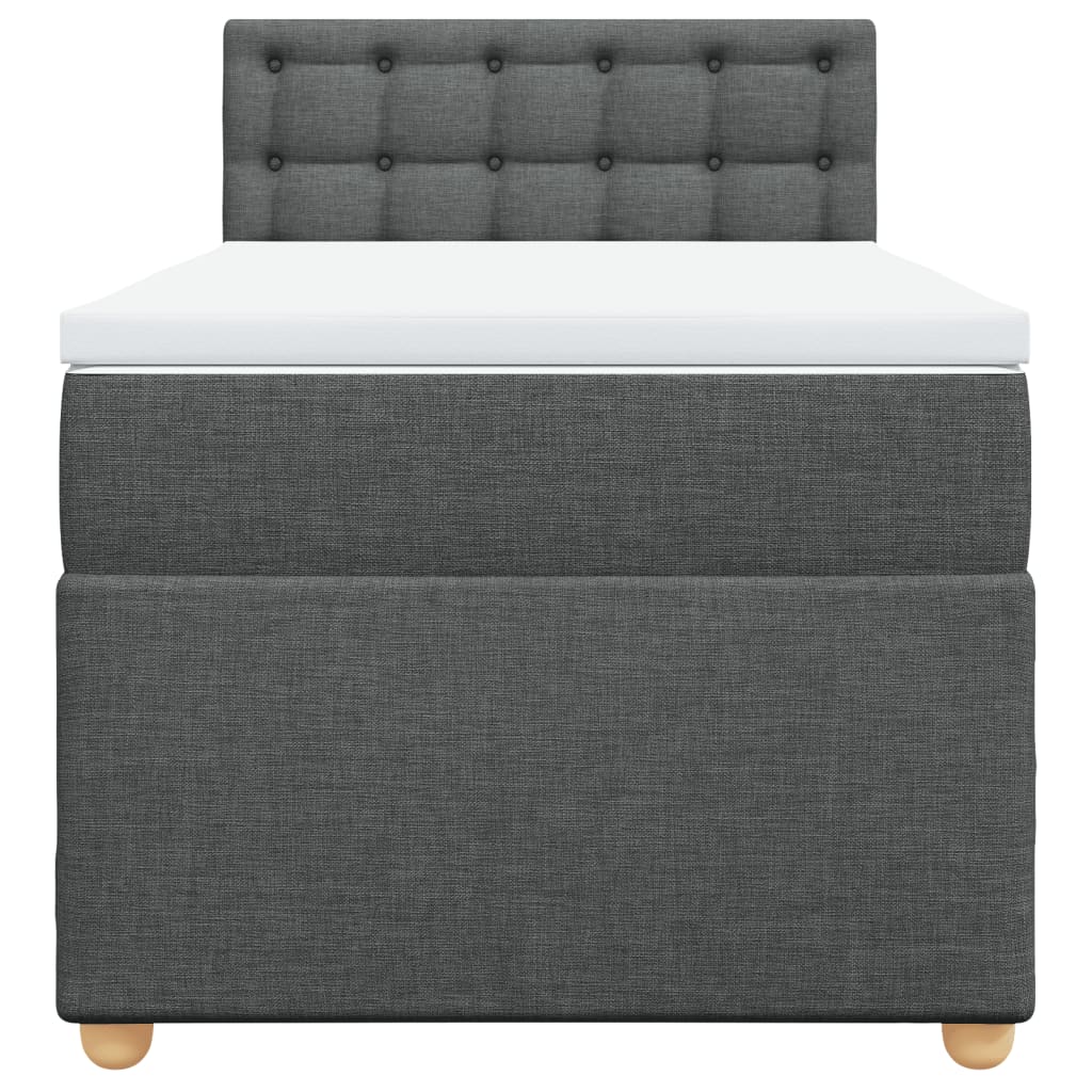 Κρεβάτι Boxspring με Στρώμα Σκούρο Γκρι Single Υφασμάτινα - Pakobazaar