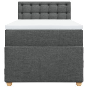 Κρεβάτι Boxspring με Στρώμα Σκούρο Γκρι Single Υφασμάτινα - Pakobazaar