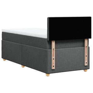 Κρεβάτι Boxspring με Στρώμα Σκούρο Γκρι Single Υφασμάτινα - Pakobazaar