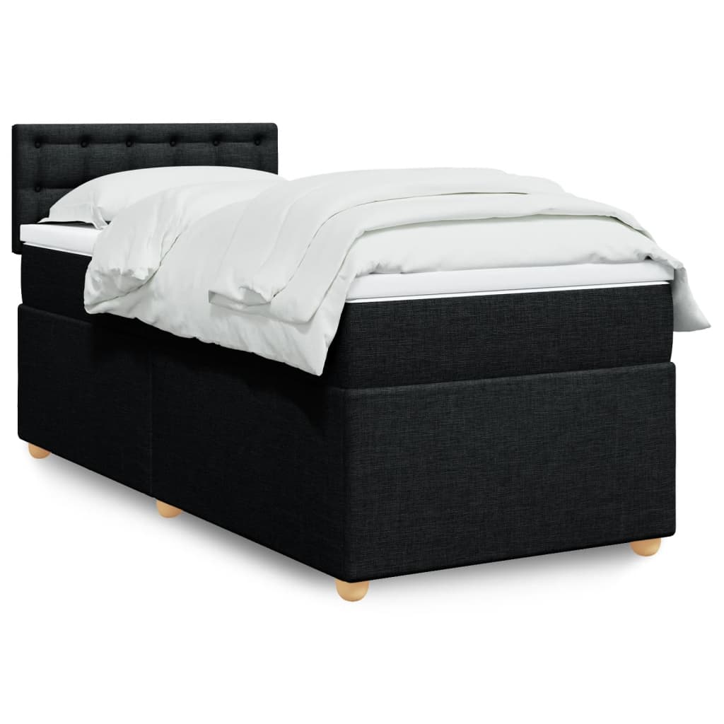 Κρεβάτι Boxspring με Στρώμα Μαύρο Single Υφασμάτινα - Pakobazaar